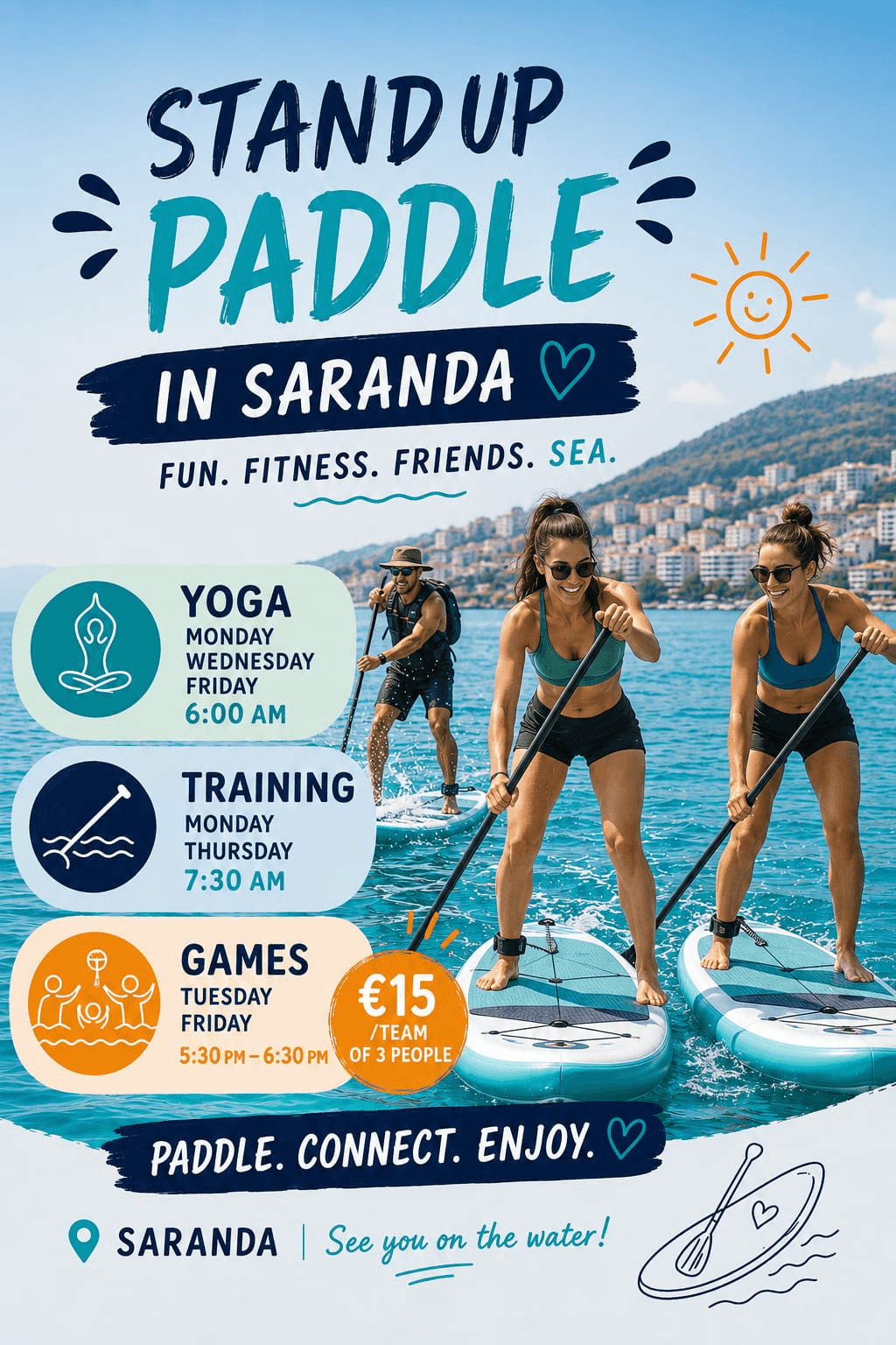 SUP team challenge games in Sarandë